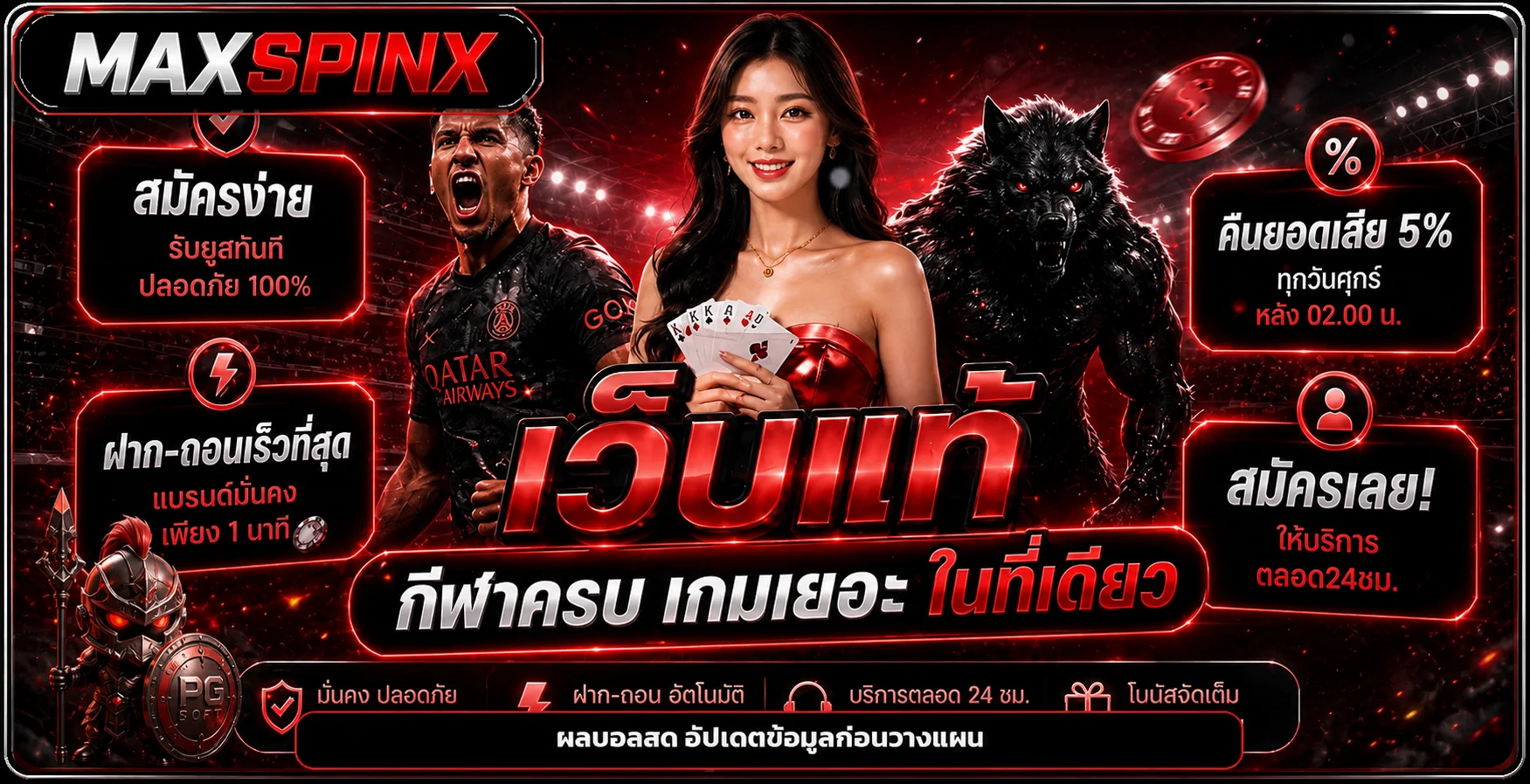 แบนเนอร์ผลบอลสด MAXSPINX และการวางแผนกีฬา